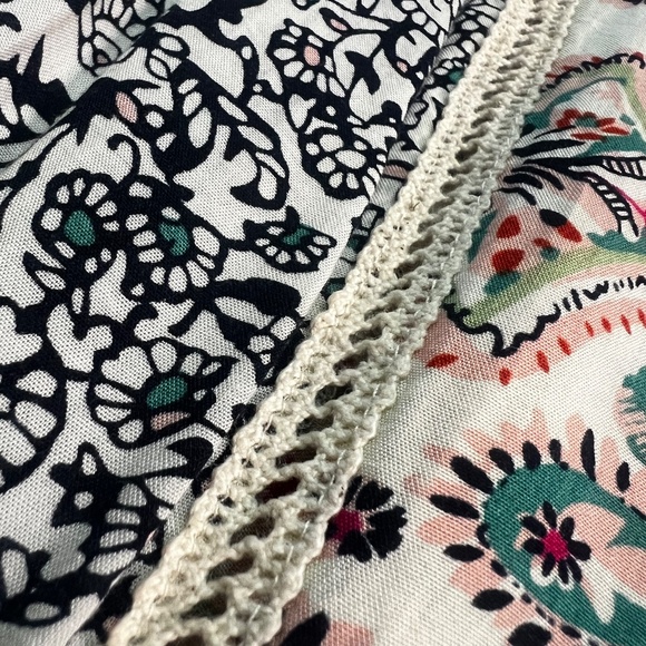 EUC. Boho [Sundance] Romantic Navy & Pink Kimono Mini Dress + Keyhole | Large - Picture 11 of 15